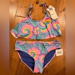 Hurley Multicolor Tie-Dye Flounce Two-Piece Bikini